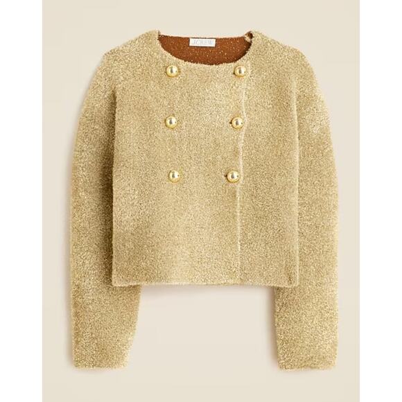 J Crew Oversized Double-Faced Gold Metallic Jacket Size M Women - Picture 1 of 7